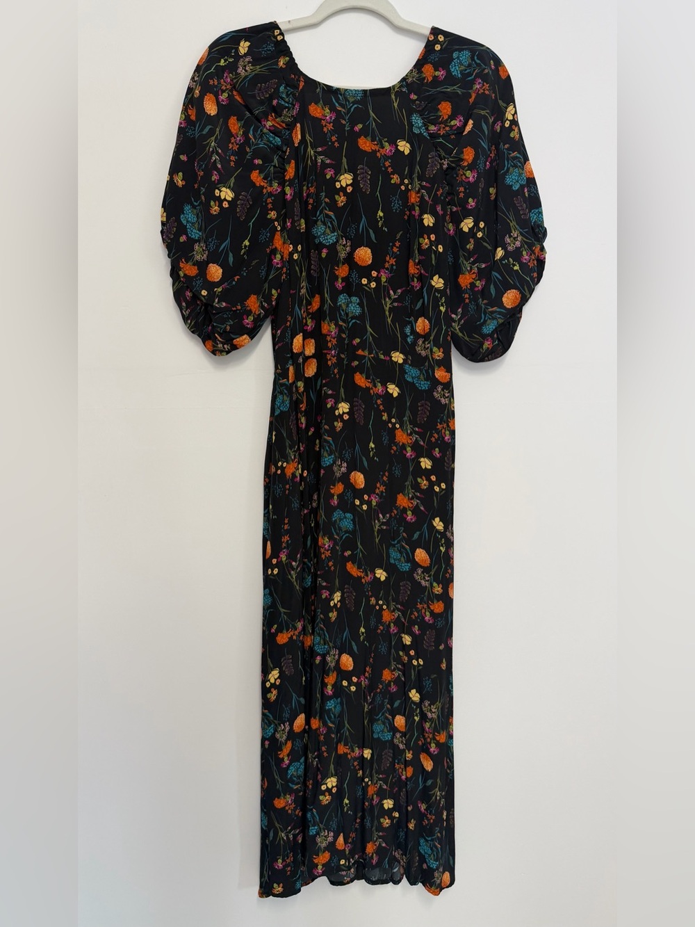 a new day Black Floral Maxi Dress with Puff Sleeves